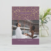 Plum + Gold Festive Carte de Noël photo hiver (Debout devant)