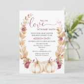 Plum Gold Pumpkin Herfst in Love Baby shower  Kaart (Staand voorkant)