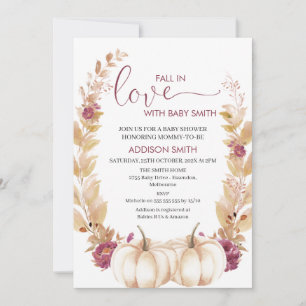Plum Gold Pumpkin Herfst in Love Baby shower  Kaart