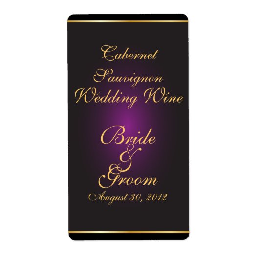 Plum & Gold Wedding Wijnlabel Etiket (Voorkant)
