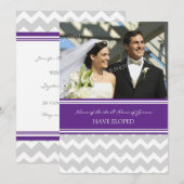 Plum Gray Chevron Foto Elopement Aankondiging (Voorkant / Achterkant)