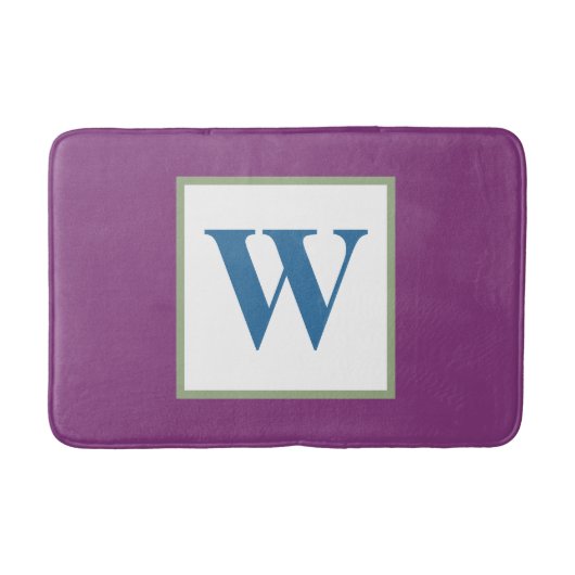 Plum Green Blue-monogram Badmat (Voorkant)