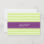 Plum Green Chevron RSVP Wedding Card (Achterkant)