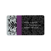 Plum Grey Bumble Bee Damask Adresetiketten - Etiket (Voorkant)