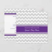 Plum Grey Chevron Custom Baby Shower Invitaties Kaart (Voorkant / Achterkant)