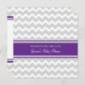 Plum Grey Chevron Invitations Personnalisées De Do (Devant / Derrière)