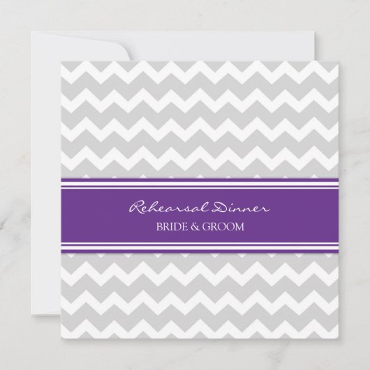Plum Grey Chevron Rehearsal Dinner Party Kaart (Voorkant)