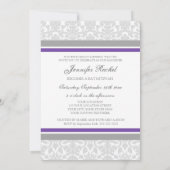 Plum Grey Damask Bat Mitzvah Invitaties Kaart (Achterkant)