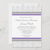 Plum Grey Damask Bridal Lunch Cartes d'invitation (Dos)