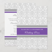 Plum Grey Damask Wedding Vow Renewal Uitnodigingen (Voorkant / Achterkant)