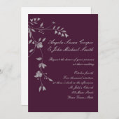 Plum Grey Floral Invitation Kaart (Voorkant / Achterkant)