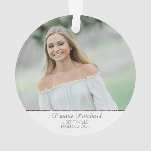 Plum Grey & Silver Script Afstuderen Fototoetsenbo Ornament (achterkant)