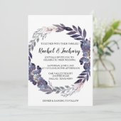 Plum Grey Wedding Invitation Kaart (Staand voorkant)
