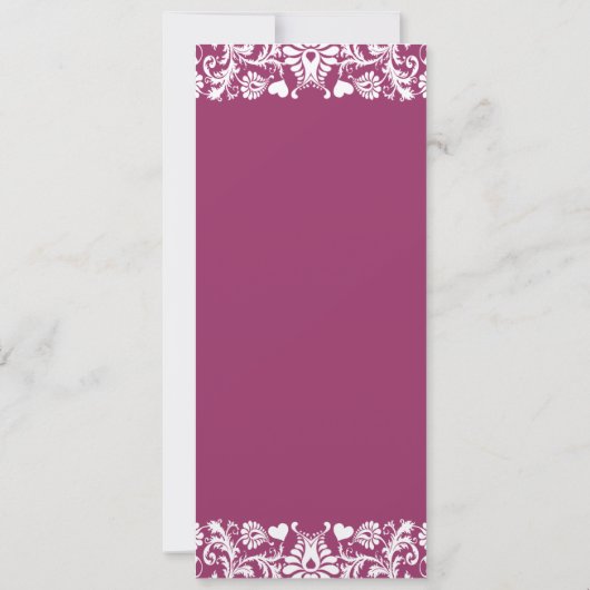 Plum Heart Romantique Mariage damassé Invitations (Dos)