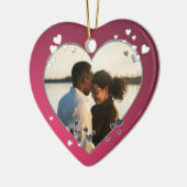 Plum Hearts and Ribbon Photo Keramisch Ornament (Links)