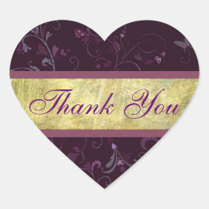 Plum Hearts Dank u Sticker / Seal