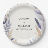 Plum Herfst Lente Zomer Lavendel Sage Bruiloft Papieren Bordje (Voorkant)