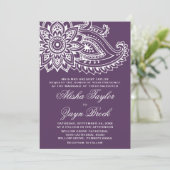 Plum Indian Paisley Formal Wedding Kaart (Staand voorkant)