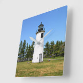 Plum Island Lighthouse, Massachusetts Wall Clock Vierkante Klok (Hoek)