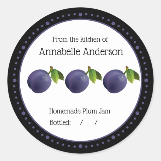 Plum Jam Modern Minimalistisch Personaliseren Ronde Sticker (Voorkant)