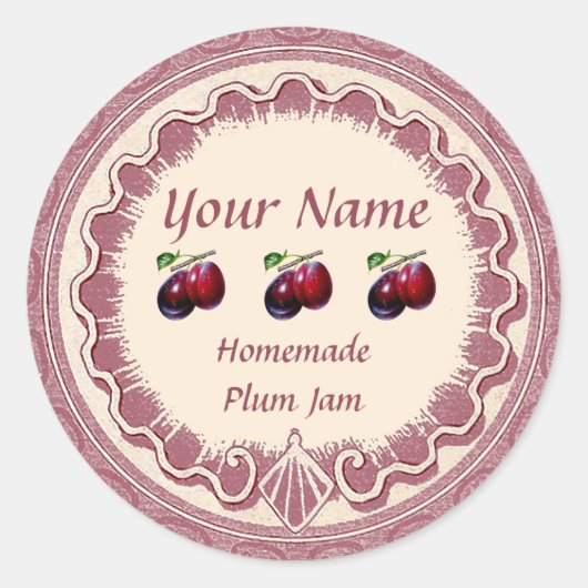 Plum Jam Personaliseer Roze Ronde Sticker (Voorkant)