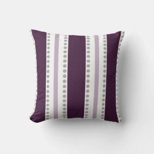 Plum Lavendel Witte Strepen Grijze Polka Dots   Kussen