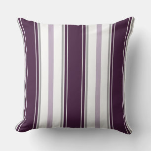 Plum Lavender Grijs Wit Verticale Strepen   Kussen