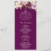 Plum Lila Paars Blush Floral Chic Wedding Programma (Voorkant)