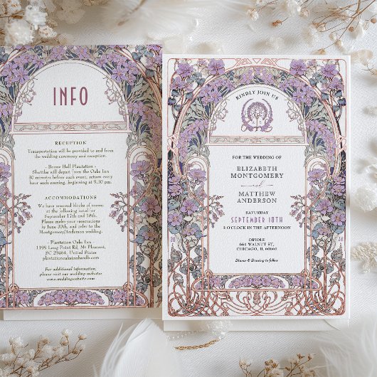 Plum & Lilac Art Nouveau Love Union Invitation