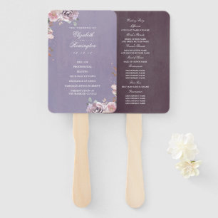 Plum Mauve en Lila Flora Trouwprogramma Handwaaier