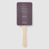 Plum Mauve en Lila  Flora Trouwprogramma Handwaaier (Achterkant)