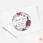 Plum Mauve Floral Butterflies Princess Favor Ronde Sticker (Envelop)