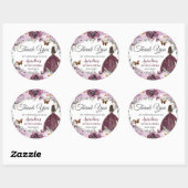 Plum Mauve Floral Butterflies Princess Favor Ronde Sticker (Vel)