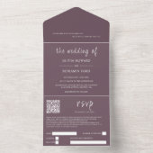 Plum moderne violet QR Code Tout en un Invitation (À l'intérieur)