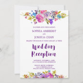 Plum Monogram Backing Wedding Reception Kaart (Voorkant)