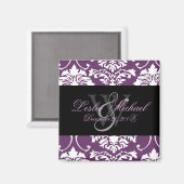 Plum Monogram Damask Bruiloft, Magneten (Voorkant / Achterkant)