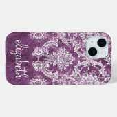 Plum  Moody Damask Patroonnaam Case-Mate iPhone Case (Achterkant (horizontaal))