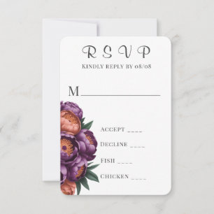 Plum & Orange Peony Peony Wedding Cartes RSVP