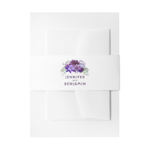Plum Paars and Violet Flowers Wedding Uitnodigingen Wikkel
