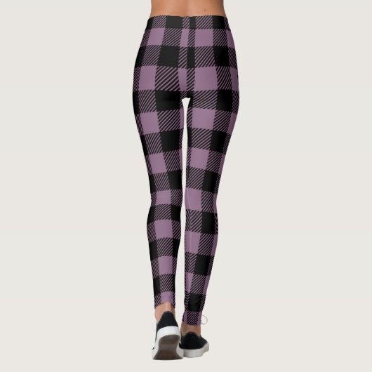 Plum Paars Black Buffalo Check Pset Pattern Leggings (Achterkant)