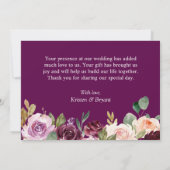 Plum Paars Blush Floral Modern Geometric Wedding Bedankkaart (Achterkant)