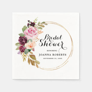 Plum Paars Blush Pink Botanical Vrijgezellenfeest Servet