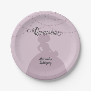 Plum Paars Charro Silhouette Quinceanera Papieren Bordje