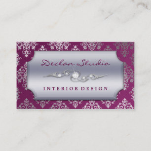 Plum Paars Dashing Damask Mode/Interior Design Visitekaartje
