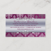 Plum Paars Dashing Damask Mode/Interior Design Visitekaartje (Achterkant)