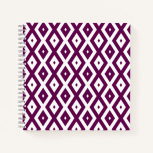 Plum paars en white diamant patroon notitieboek
