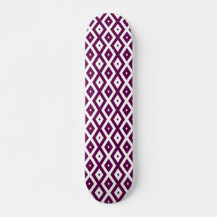 Plum paars en white diamant patroon skateboard