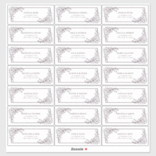  Plum Paars Floral Line Art gastadres Sticker