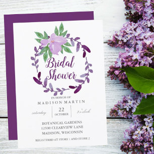 Plum Paars Floral Vine Simple Chic Vrijgezellenfee Kaart