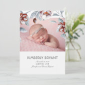 Plum Paars Floral Waterverf Sweet Baby Birth Aankondiging (Staand voorkant)